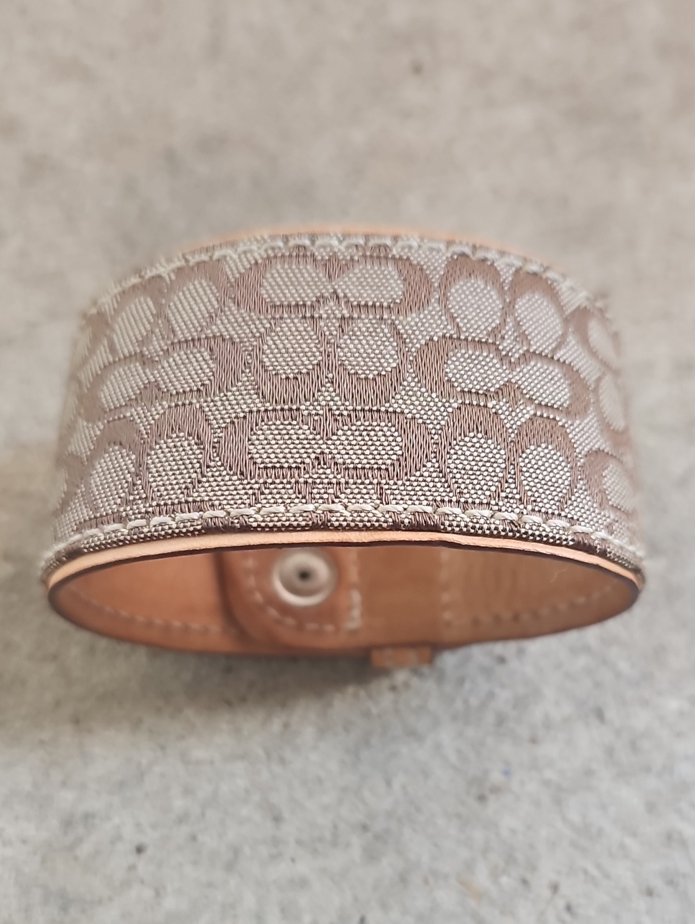 Coach Signature Jacquard Cuff Bracelet - Beige and Tan